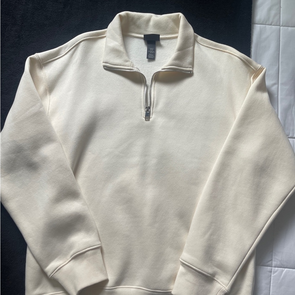 H&M Men's Off-White Zip-Up Sweater